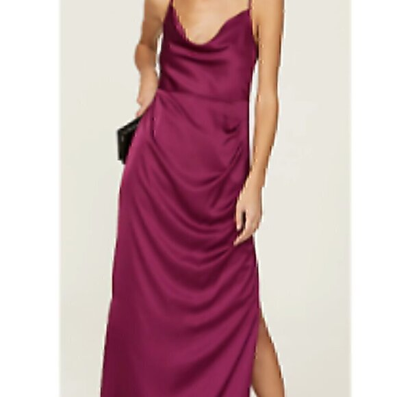 Anthro Hutch Carver Slip Dress 8 Purple Spaghetti Strap Maxi Side Slit Gown - Picture 1 of 14